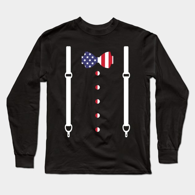 Funny 4th Of July 2021 Fourth Of July For Mens And Womens And Kids For 4th Of July Celebration Funny 4th of July 2021 US American Flag Tuxedo Costume Long Sleeve T-Shirt by Charaf Eddine